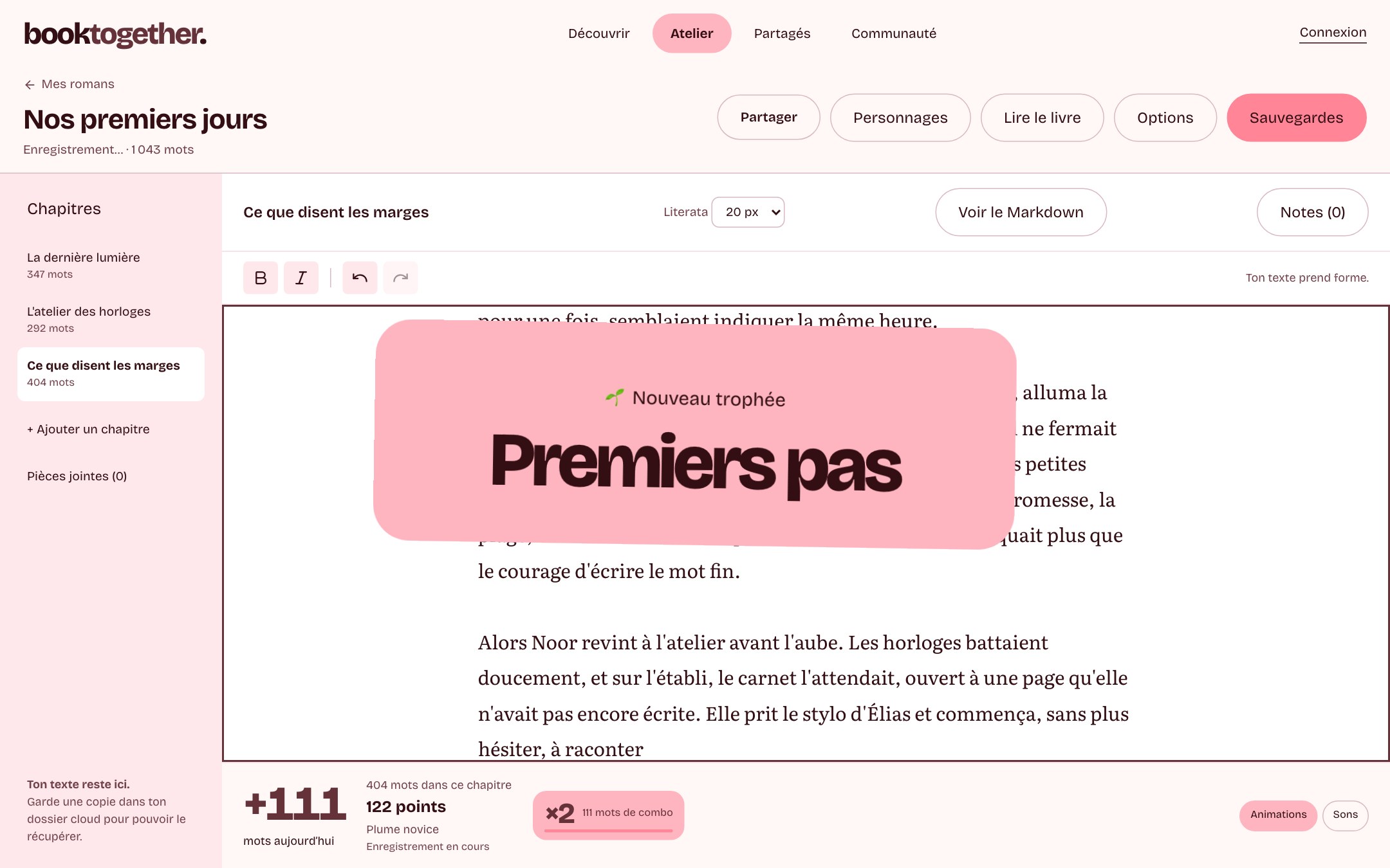 Trophée Premiers pas dans l’atelier BookTogether