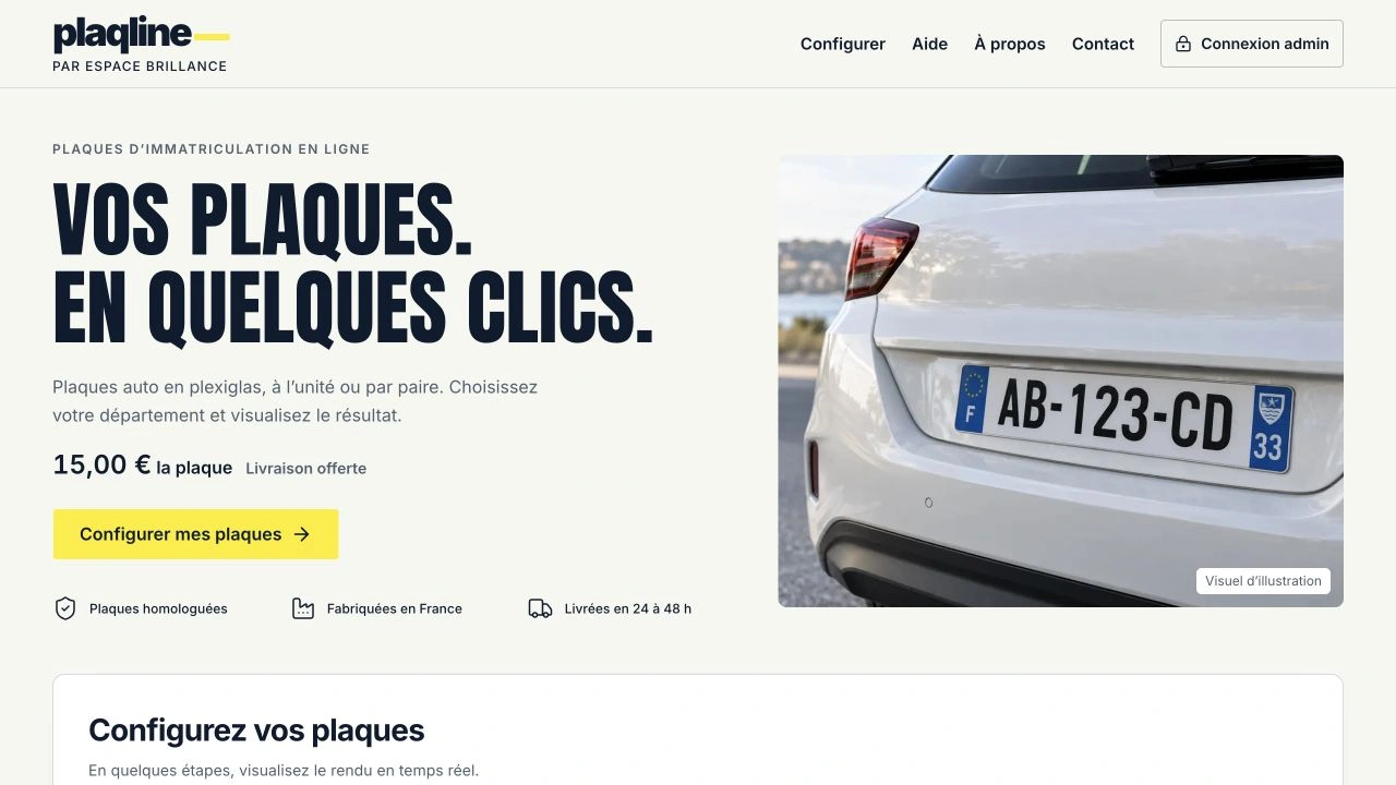 Accueil public Plaqline et présentation des plaques, avec le visuel d’illustration du site