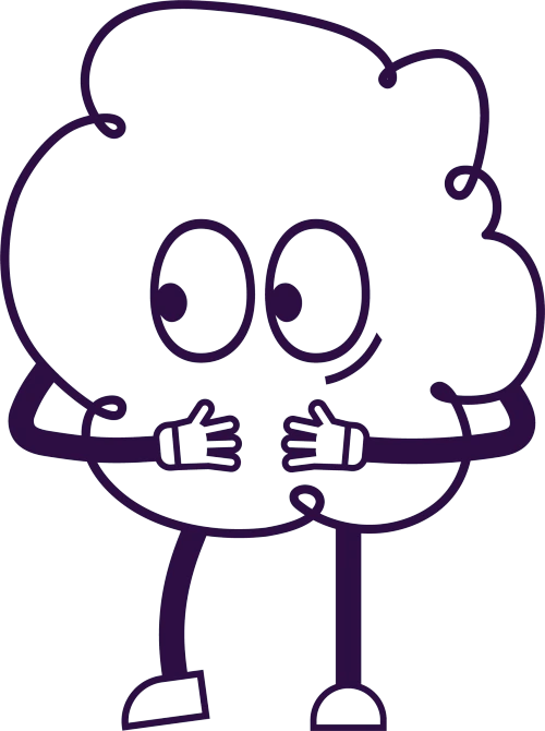 Moody V1, la première mascotte de MoodDish dessinée en trait violet par Alowa Studio