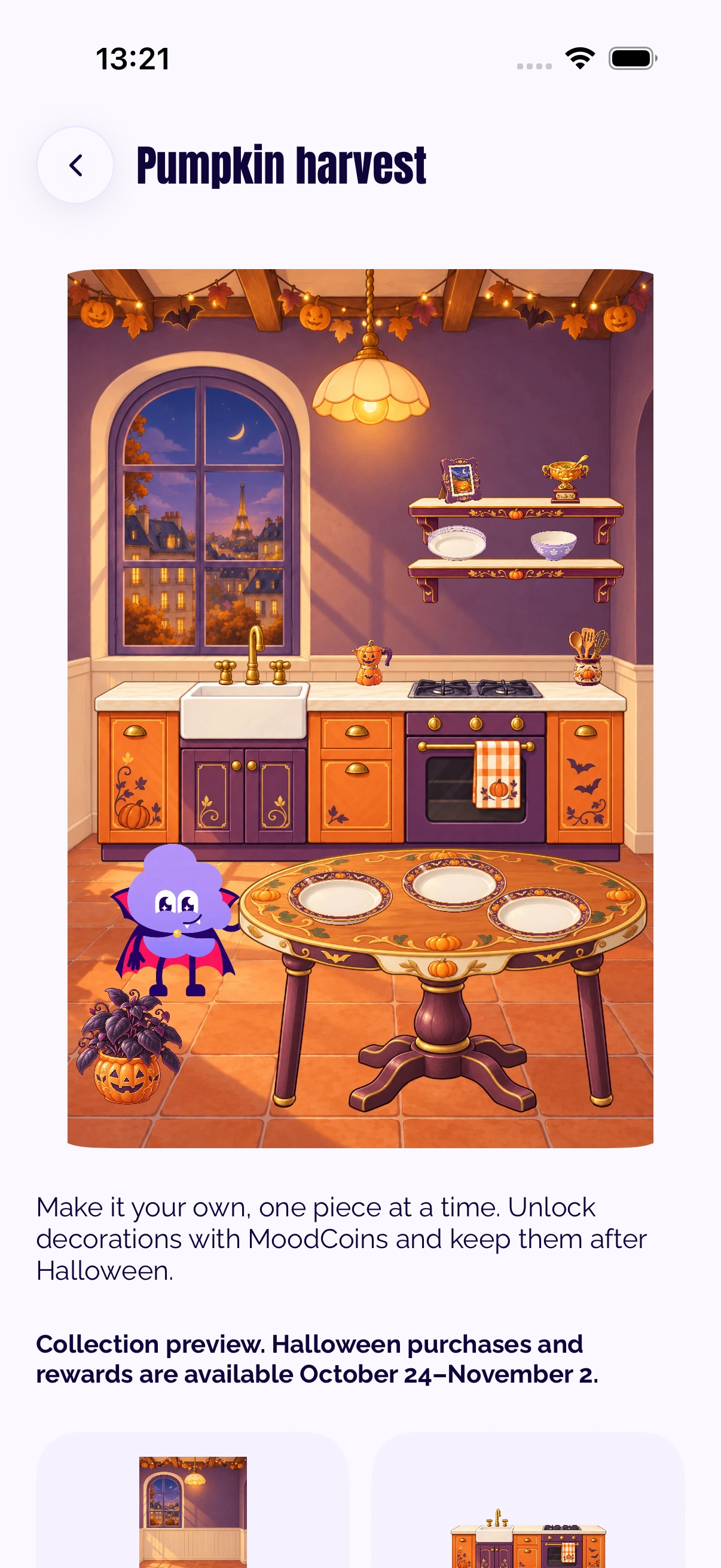Cuisine citrouilles de la collection Halloween MoodDish dans un aperçu natif iOS